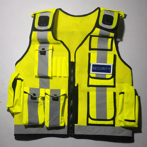 Gilet de sécurité tactique haute visibilité en polyester et maille réfléchissante, avec poches, unisexe, uniforme de garde, taille ajustable - Product Image 2