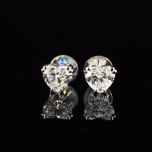 Boucles d'oreilles en platine PT950 avec diamants de laboratoire, 3 carats, taille brillant cœur, blanches, pour cadeau d'anniversaire ou de mariage - Product Image 4