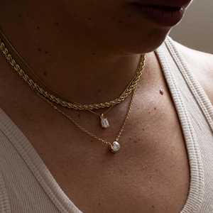 Factory Price 14K Solid Gold 1 Carat Lab Grown Diamond Pendant <b>Necklace</b> IGI Certified Bezel Set Round Cut Jewelry Manufacturer - Product Image 4