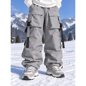 Pantalon de neige cargo imperméable et respirant bleu marine pour homme, fermeture éclair, grandes tailles, plusieurs poches, pour activités hivernales en extérieur - Product Image 2
