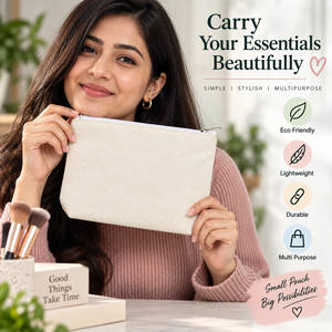 Pochette cosmétique en toile de taille moyenne avec fermeture éclair, style simple, pratique pour le maquillage - Product Image 5