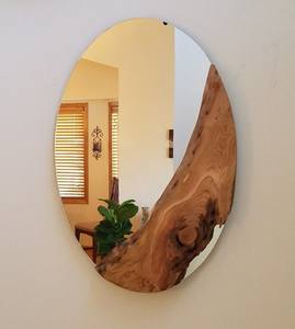 Natural Wooden Frame Wall Mirror Farmhouse Style Decorative Mirror for Living Room Bedroom Entryway Home Decoration <b>Wood</b> Frames - Product Image 1