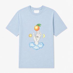 เสื้อยืดแขนสั้นสีดำสำหรับผู้ชาย OEM พิมพ์ลายผลไม้สีส้มถือในมือ คอกลม ดีไซน์ลำลอง ทรงปกติ ผ้าเจอร์ซีย์ รับสกรีนโลโก้ - Product Image 5