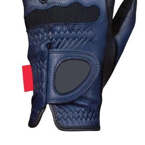 Gants d'équitation pour femmes en cuir véritable bleu respirant avec fermeture auto-agrippante, couleur unie, coupe classique, vêtements d'équitation - Product Image 4