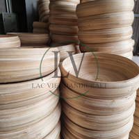 Pot Bonsai Bulat dari Bambu Modern dengan Dudukan Ramah Lingkungan Tahan Lama Buatan Tangan Pot Tanaman Dalam Ruangan Vietnam B2B