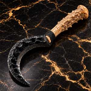 Couteau Boline en obsidienne noire fait main, faucille rituelle Wicca avec manche en bois de résine et bois de cerf, outil d'autel païen - Product Image 6
