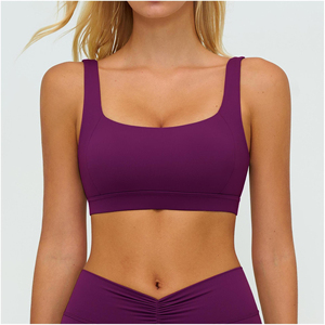 SPORTLICH WEAR สปอร์ตบราไร้โครงสำหรับผู้หญิง รองรับแรงกระแทกสูง แผ่นรองหน้าอกถอดได้ ผลิตจากวัสดุสแปนเด็กซ์/ไนลอน ระบายอากาศได้ดี แห้งเร็ว - Product Image 2