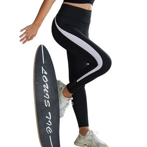 Leggings de sport taille haute unis, extensibles, confortables, respirants et sans coutures pour le fitness, la gym et le yoga - Product Image 1