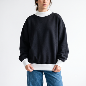 Custom Logo Fleece 100% Cotton Material Women Oversized Mockneck Loose Fit <b>Long</b> <b>Sleeve</b> <b>Top</b> OEM Service - Product Image 1
