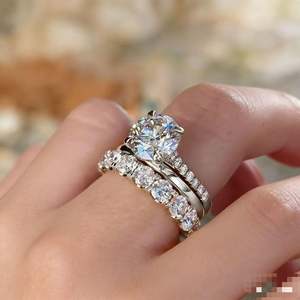 Bague de promesse en diamant rond de 1,01 carat cultivé en laboratoire de qualité supérieure, sertie d'un demi-bague éternité en or massif 14 carats, cadeau surprise pour mariage ou fête - Product Image 3