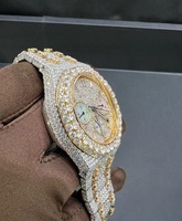 Montre mécanique unisexe en acier inoxydable analogique avec alarme GPS de haute qualité en or jaune bicolore VVS Moissanite