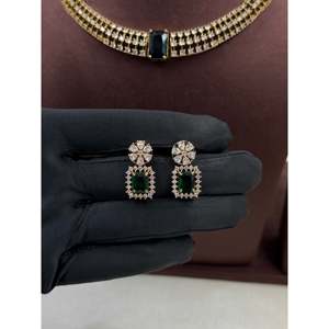 Indian Ethnic Komal Victorian Premium Hasli Gold Plated Bridal Earring <b>Set</b> - Product Image 4