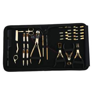 Kit d'outils professionnels pour extensions capillaires : Pince à sertir les micro-anneaux, Pince pour extensions adhésives, Coupe-bandes, Mini-ciseaux à boucle, Ciseaux à boucle, Pinces de précision - Product Image 1