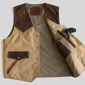 เสื้อกั๊กหนังผู้ชายแบบคอวี ดีไซน์สั่งทำได้ สีพื้น จำนวนมาก - Product Image 4