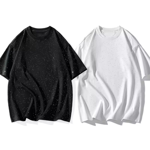 Blank 100% Cotton Rhine stone Tshirt Custom <b>Logo</b> Oversize Cotton T Shirt for Man Oversized Crew Neck Blank Tee - Product Image 1