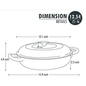 Heavy Duty 3.8 Quart in ghisa brasatore in porcellana smaltata pentola da cucina con doppio manico e coperchio per padella - Product Image 5