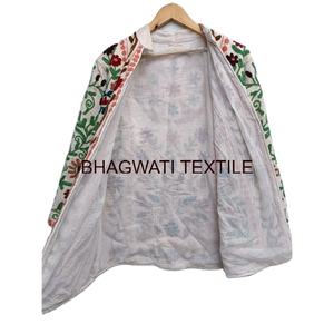 Handmade Winter Wear Women Night <b>Kimono</b> Suzani Embroidery <b>Jacket</b> Bridesmaid Sexy Suzani <b>Jacket</b> Tunic Party Wear Raw Edge - Product Image 3