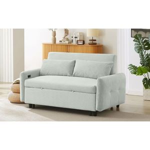 Divano Letto Moderno a 2 Posti da 146 cm con Letto Estraibile, Porte USB e Due Cuscini Decorativi, Divano con Ricarica USB - Product Image 3