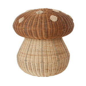 Aesthetic Woven Toy Storage Handmade Rattan Kid Mushroom Basket with Lid - Baby <b>Keepsake</b> <b>Box</b> - Product Image 4