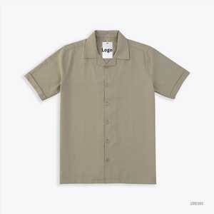 เสื้อเชิ้ตคิวบา แขนสั้น ผ้าป๊อปลิน ระบายอากาศได้ดี สำหรับผู้ชาย กระดุมติดแบบลำลอง เหมาะสำหรับฤดูร้อน มีสีขาว สีเขียวเซจ สีกากี - Product Image 3