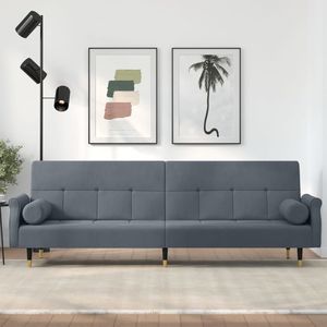 Grande Divano Letto in Velluto Grigio Scuro con Struttura in Compensato e Metallo - Product Image 1