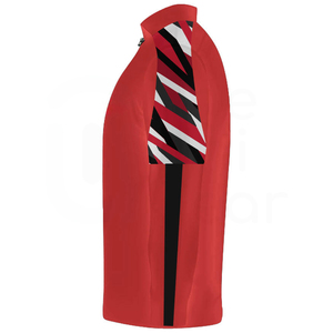 เสื้อแจ็คเก็ตซิปยาวสีแดงสำหรับผู้ชายพร้อมแขนเสื้อลายทางและกางเกงมีเชือกผูก สวมใส่สบายๆ สไตล์สปอร์ต สไตล์ฤดูใบไม้ร่วง - Product Image 5