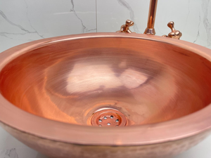 Lavabo de Cobre Martillado, Lavabo Decorativo para Baño, Lavabo Redondo para Baño, para Hogar y Hotel - Product Image 1