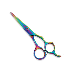 Ciseaux de coiffure professionnels en acier inoxydable, lame tranchante, manche moyen, pour droitiers, finition arc-en-ciel, ciseaux de salon - Product Image 2