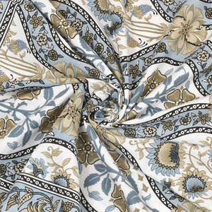 Sábana de Algodón Jaipuri Tamaño King Heritage, Color Beige, con Patrón Floral Étnico, para Uso en Hoteles y Resorts - Product Image 4