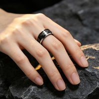 Cincin Tungsten Carbide dengan Ukiran Celtic Api Perak, Cincin Kawin Pria 8mm dengan Tepi Miring, Perhiasan Gothic Grosir