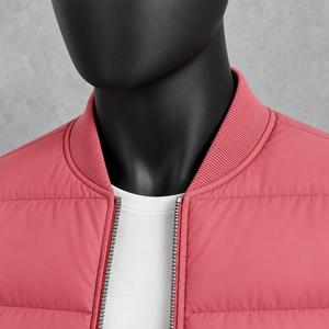 Men's <b>Pink</b> Puffer <b>Jacket</b> Stand Collar Zipper Closure Casual Windproof Autumn Wear 100% Polyester Shell Regular Fit - Product Image 6