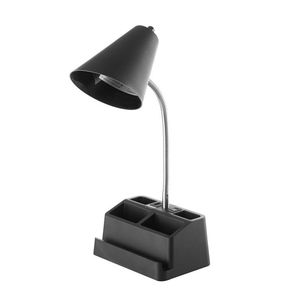 15-Inch Modern Desk <b>Lamp</b> <b>with</b> <b>USB</b> <b>Port</b> and AC Outlet Black Stainless Steel and Aluminum - Product Image 1
