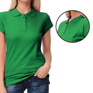 Chemise polo pour femme de haute qualité, manches courtes, coupe ajustée, coton, jersey tricoté uni, logo imprimé, t-shirt d'été, coupe classique - Product Image 5