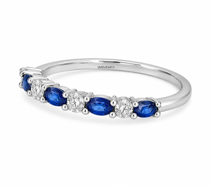 Anillo de Lujo con Zafiro Azul Ovalado y Diamantes Redondos Alternados en Oro de 10K, 14K, 18K, Plata 925 y 935 - Product Image 3