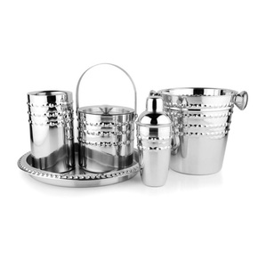 Cubo de Hielo de Acero Inoxidable Martillado, Recipiente Ovalado para Bebidas, Enfriador de Bebidas de Doble Pared para Fiestas y Bares - Product Image 4
