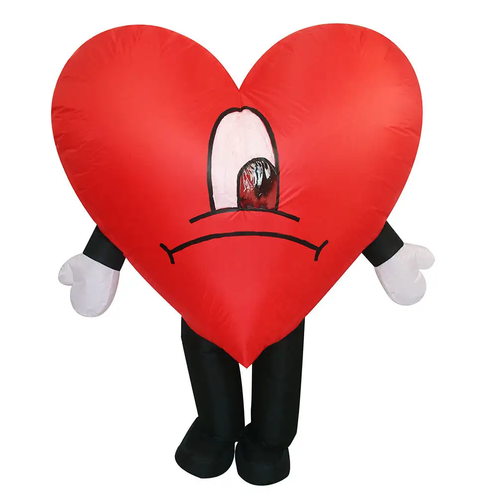Wholesale Halloween party Red Love Heart Blow up Suit Mascot bad bunny heart inflatable costume