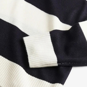 Pull en tricot rayé pour femme, col rond, manches longues, style décontracté, 100% acrylique, pour l'automne - Product Image 5