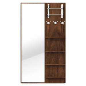 Organisateur de coiffeuse mural en panneau de bois d'ingénierie Freddie avec miroir de maquillage, étagères de rangement, porte-bracelets et crochets - Product Image 1