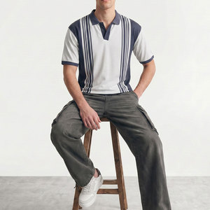 Camiseta de Algodón Terry Sólido de la Mejor Calidad, Manga Corta, Casual, Transpirable, Tejido de Punto, Corte Regular, Secado Rápido, Blanco, Azul Marino - Product Image 3