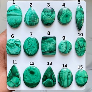 Cabochon de malachite naturelle polie, pierre précieuse en vrac certifiée par un tiers, couleur verte, pour la fabrication de bijoux - Product Image 3