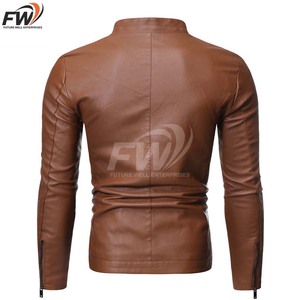 Veste en cuir ajustée pour homme OEM, veste en cuir noire de haute qualité, veste en cuir PU de style britannique pour homme - Product Image 2