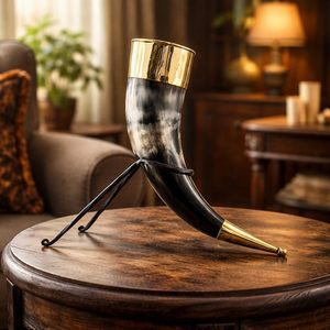 Premium Quality Eco-Friendly Handmade Customizable Size Natural Shape Modern Design Marble Pattern Reusable Viking Horn <b>Beer</b> Mug - Product Image 1