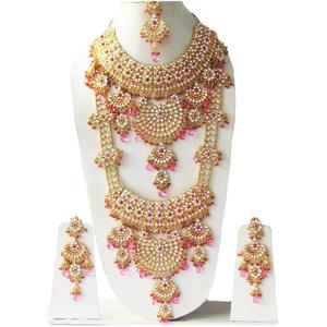 Indian Trendy Classic Choker Engagement Anniversary Wedding Party Gift <b>Set</b> Traditional <b>Crystal</b> Kundan Faux Pearl Alloy Gold - Product Image 1