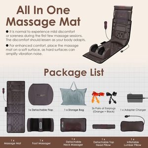 Matelas de massage multifonctionnel Shiatsu pour le cou et les pieds, coussin lombaire, tapis de massage complet pour le corps, coussin de chaise avec fonction de chauffage, minuterie et sac de transport - Product Image 2