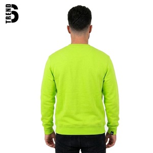 เสื้อสเวตเชิ้ตคอกลมสีเขียวนีออนสำหรับผู้ชาย ดีไซน์กระเป๋าเสื้อ สวมใส่สบาย ทรงปกติ เหมาะสำหรับฤดูหนาว บริการ OEM ผลิตจากผ้าฝ้าย 100% - Product Image 3