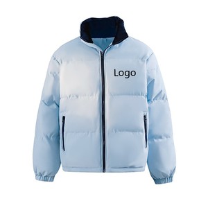 Men's Puffer <b>Jacket</b> Hooded Collar Zipper Closure <b>Reversible</b> Waterproof Windproof Casual Regular Fit Polyester Filling Faux Fur - Product Image 2