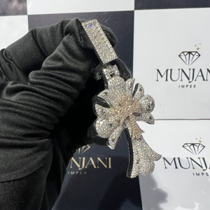 925 Sterling <b>Silver</b> & Rose Gold Plated Hip Hop VVS Moissanite Diamond Cross Pendant Fine Jewelry Party Fine Pendants & <b>Charms</b> - Product Image 2