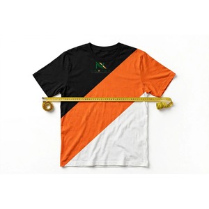 T-shirt homme noir, orange et blanc à blocs de couleur diagonaux, manches courtes, décontracté, été, streetwear, t-shirts graphiques, vêtements de mode - Product Image 4