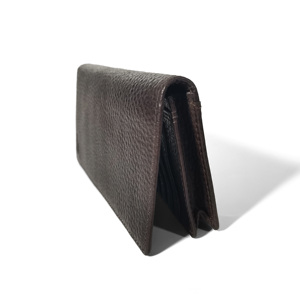 High Quality Handmade Castello Genuine Pebble Top Grain Leather Long <b>Wallet</b> Open Closure in Black Brown Navy Burgundy Green - Product Image 4