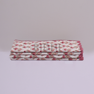 Serviettes de table en coton imprimées à la main avec motif floral rose, brodées, réutilisables, pour mariage, hôtel, restaurant, vente en gros - Product Image 5